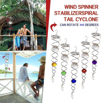 Decorative Spiral - 2024 New Gazing Ball Spiral Tail Wind Spinner Stabilizer, Spinfinity Designs Hanging Kinetic Wind Spinners Decorative Spiral Crystal Sun Catchers Rainbow Maker (Purple, 12in)
