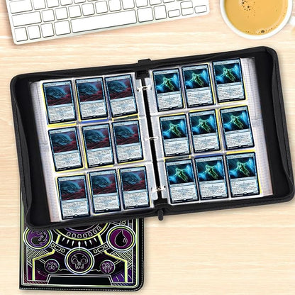 9 Pocket Card Binder,Trading Card Binder Premium 720 Double PU Card Collection Binder with Sleeves,Card Folder for MTG, TCG, Sports Cards, (Purple)