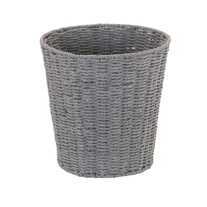 Household Essentials Woven Waste Basket, Gray Paper Rope Waste Bin for Bathroom, Bedroom, Office