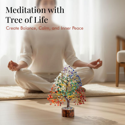 Crocon® The Original 7 Chakra Crystal Tree of Life, Birthday Gifts for Women & Men | Healing Crystals, House Office Decor Tree - Sister, Gifts for Mom, Her House Warming Gift | Women Unique Gift Idea
