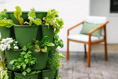 Greenstalk 7 Tier Leaf Vertical Planter for Growing a Variety of Strawberries, Vegetables, Herbs, & Flowers (Evergreen)