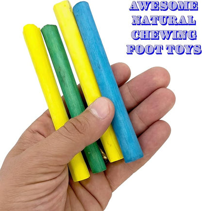 5516 Skinny Rainbow Sola Logs Pk8 - Handcut Natural Sola Bird Foot Toys, Bright Assorted Colors, Pet Safe, Lightweight, Easy for Birds to Hold and Shred