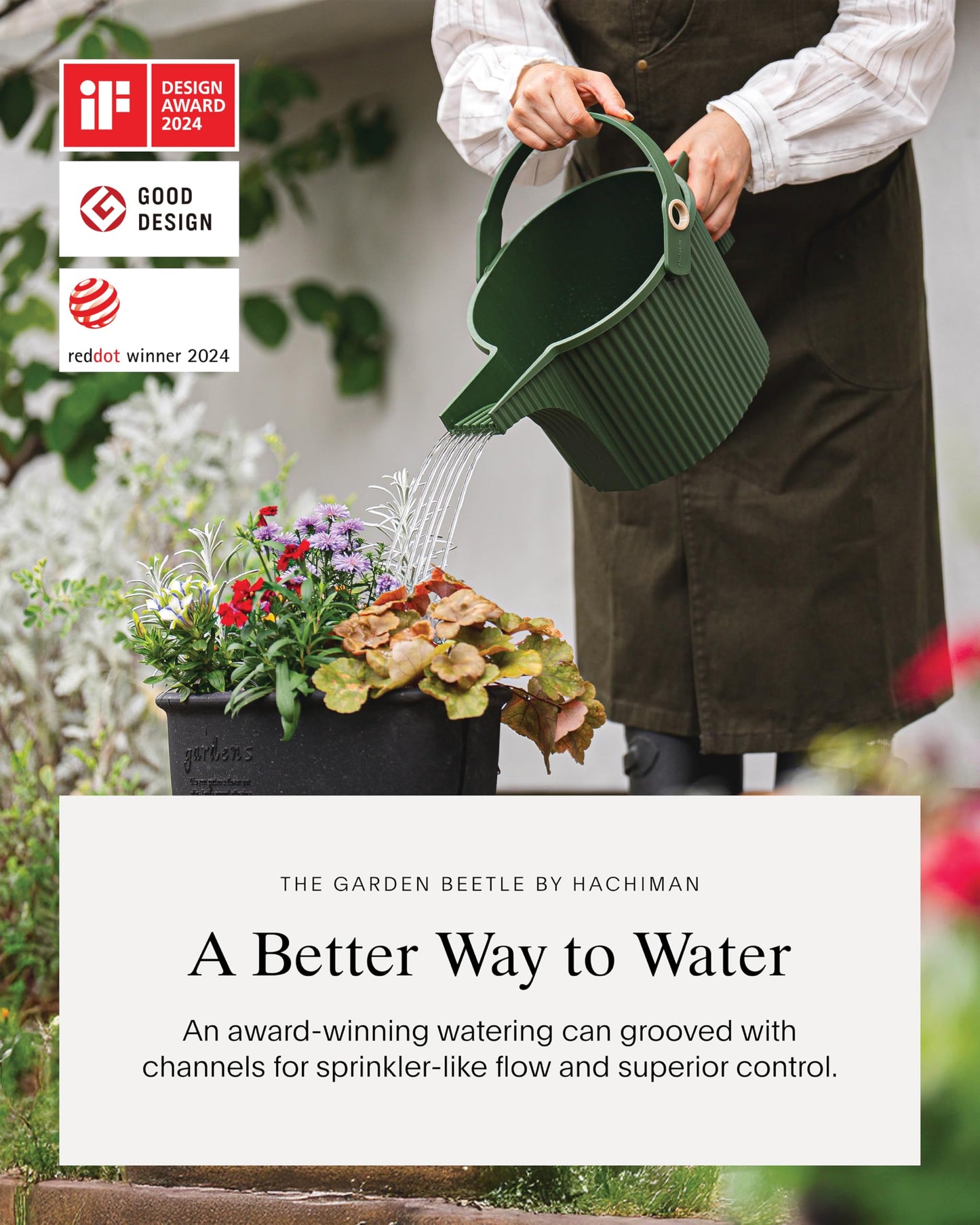 Hachiman Large Watering Can - 5 L Plant Watering Can with Widened Spout for Indoor and Outdoor Plants - Hands-Free Filling - 15" × 7.2" - Black