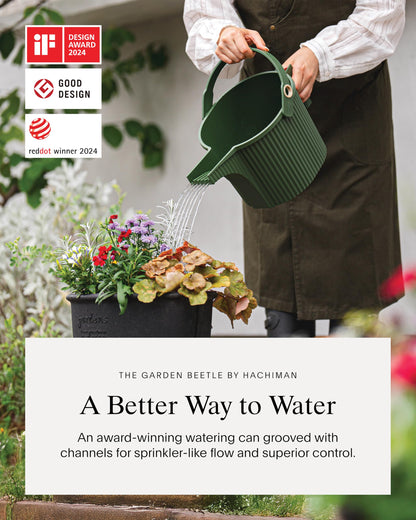 Hachiman Large Watering Can - 5 L Plant Watering Can with Widened Spout for Indoor and Outdoor Plants - Hands-Free Filling - 15" × 7.2" - White
