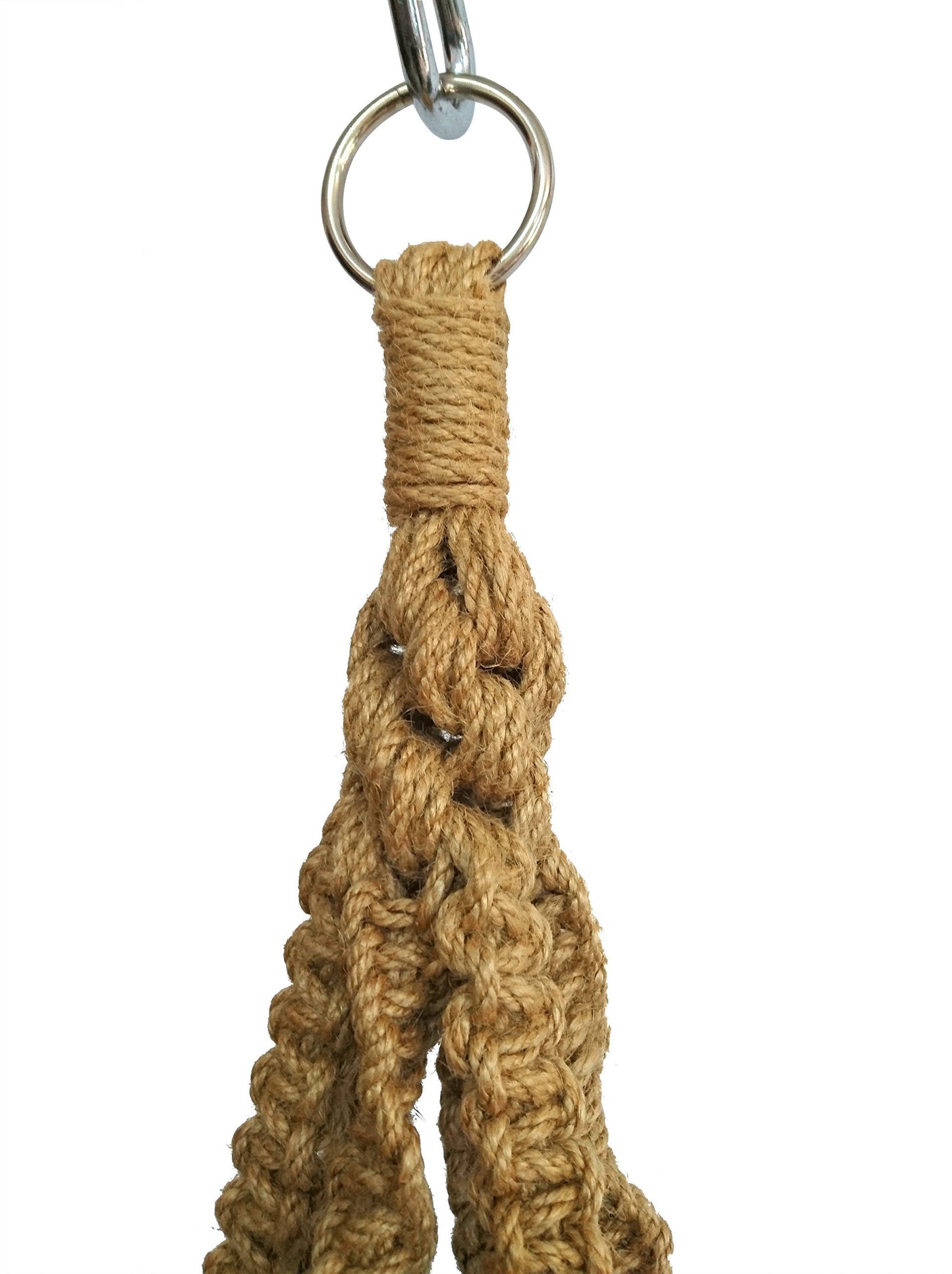 6 Legs Macrame Plant Hanger Natural Hemp Rope Plant Hangers with 12 pcs Round Wood Bead, 65-inches Length for 10" Pot (Without White Pot and Plant) (Brown)