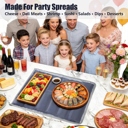 Babeezy 2-Pack Party Mat Chiller Extra-Large Foldable Reusable Cooling Mats with Sleeve 12 Large Cells Buffet Tray Chillers for Charcuterie Tables, Cheese & Deli Meats, Veggie/Fruit Trays, Sushi