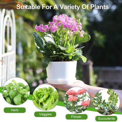 Oliz 4.7 Inch Plastic Plant Pots, Round Classic Planters with Drainage Holes and Saucers for Indoor Outdoor Plants, Perfect for African Violet, Snake Plant, Succulents (White 8 Pack)