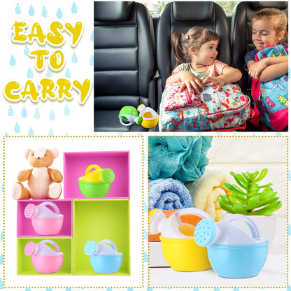 Sosation 12 Pcs Mini Kids Watering Cans Beach Sand Water Play Toy for Toddler Colorful Plastic Small Watering Pot with Handle Child Gardening Tools Bathtub Shower Party Toy Gift(Vivid Style)