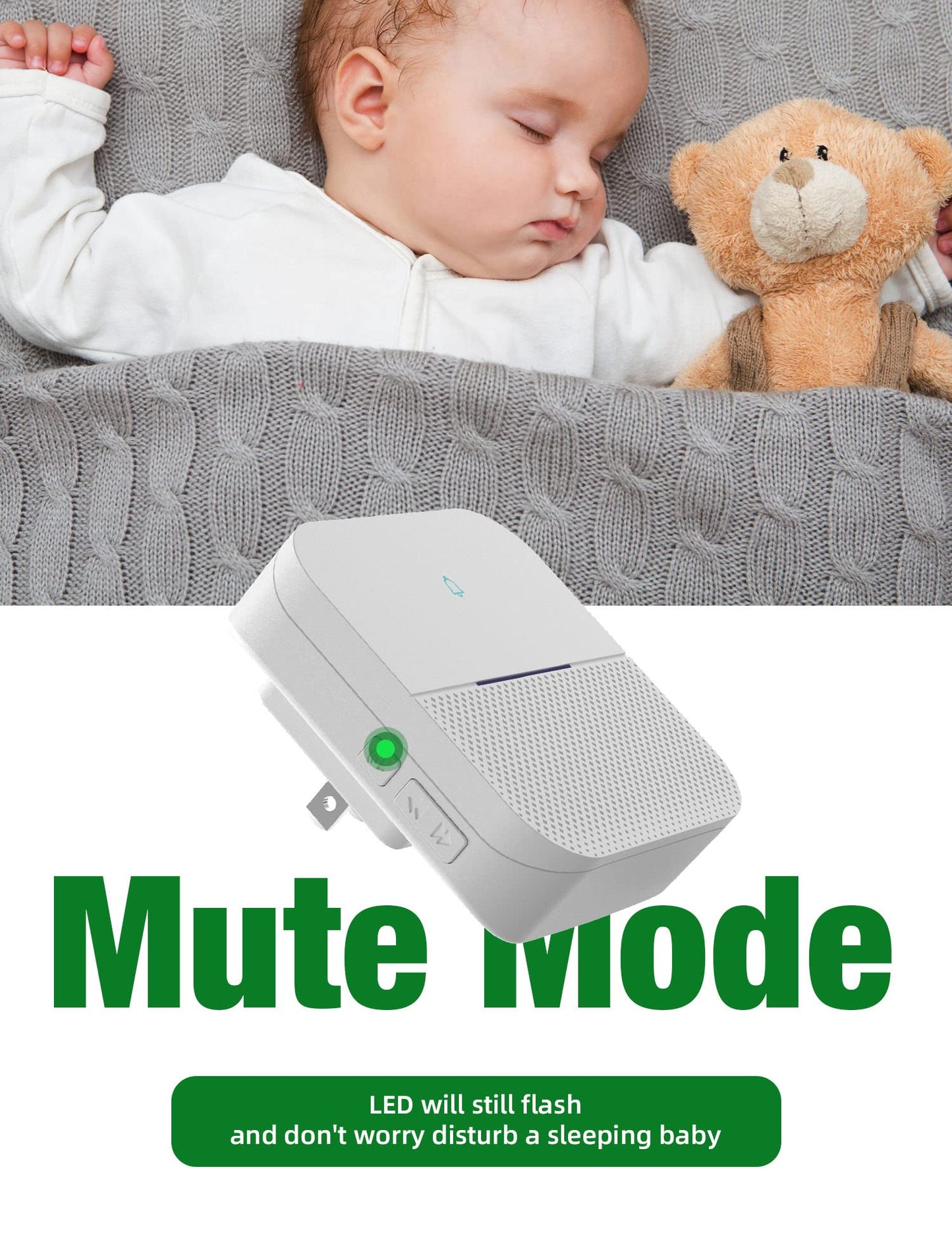 AIDA Lighted Wireless Doorbell for Home, Waterproof Battery Doorbell Wireless 1,000ft Range, 5 Volume Levels with 58 Doorbell Chimes & LED Flash (White, Doorbell with 2 Buttons & 1 Receiver)
