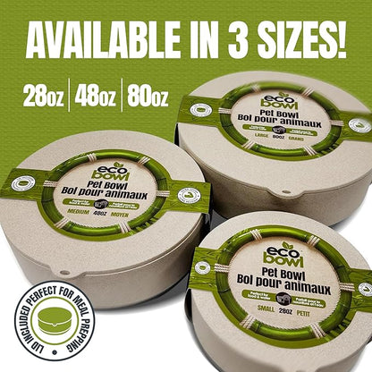 Palz&Co EcoBowl with Lid for Dogs & Cats, 48 oz Gray - Natural Bamboo Pet Bowl with Non-Slip Base, Pet Food and Water Dish, Dishwasher Safe