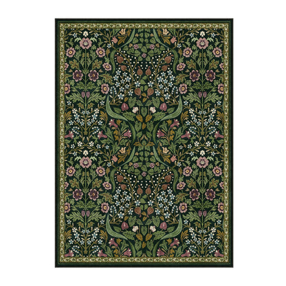 Moynesa Floral Washable 5x7 Rug, Green Area Rugs for Living Room, Non Slip Boho Dining Room Rug Under Table, Botanical Ultra Thin Floor Carpet for Bedroom Home Office, Green