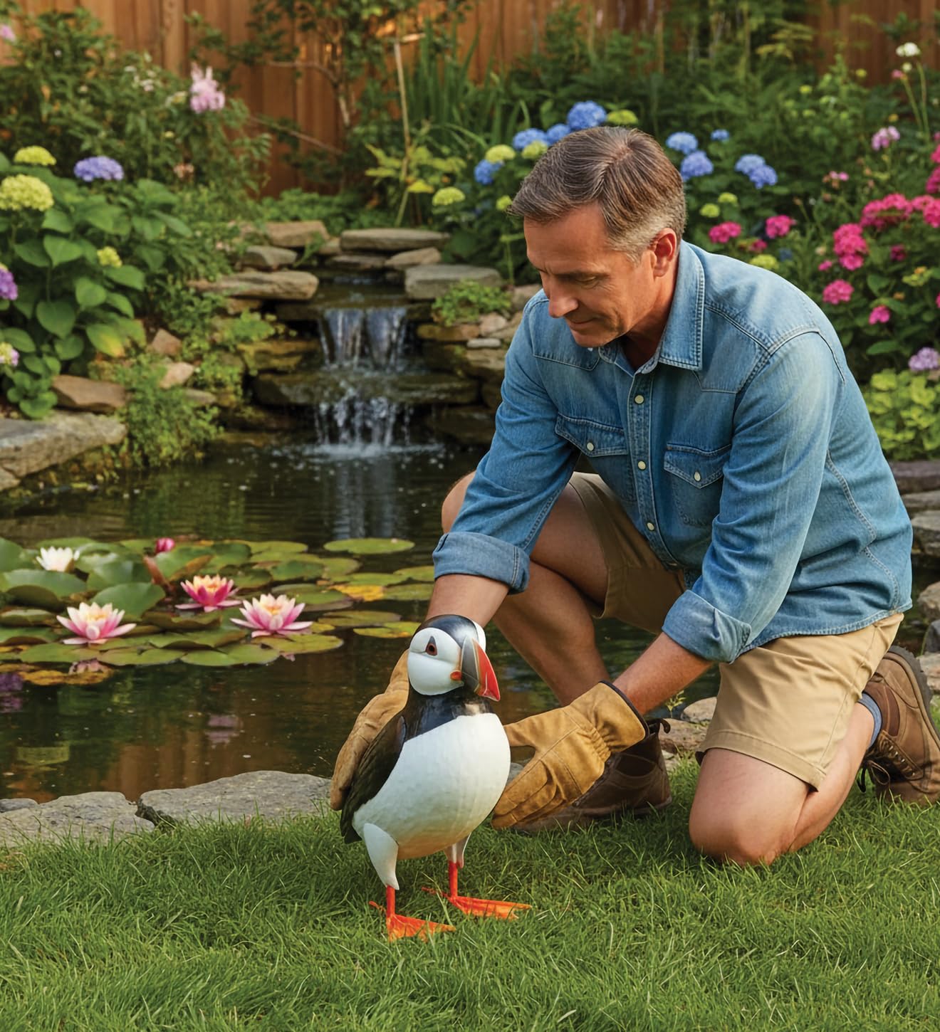 Regal Art & Gift Metal Garden Décor - Decorative Handcrafted Yard Art, Statue & Garden Sculpture for Lawn, Patio & Outdoor/Indoor Display - Puffin