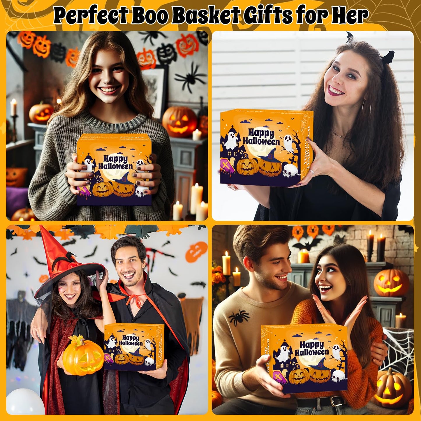 Larchio Boo Basket Stuffers for Women Teen Girls, Halloween Gifts for Teens Adult with Pumpkin Mug Halloween Socks and Self Spa Gift for Family Friends