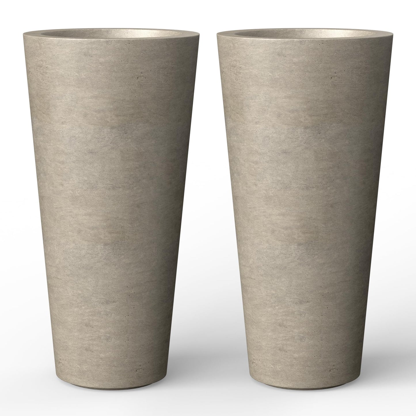 Kante Tall Concrete Planter (Set of 2), 15.8 Inch Height Large Flower Pot for Indoor Outdoor Plants, Suitable for Home, Patio, Garden, Porch, Weathered Concrete