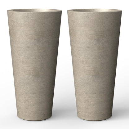 Kante Tall Concrete Planter (Set of 2), 15.8 Inch Height Large Flower Pot for Indoor Outdoor Plants, Suitable for Home, Patio, Garden, Porch, Weathered Concrete