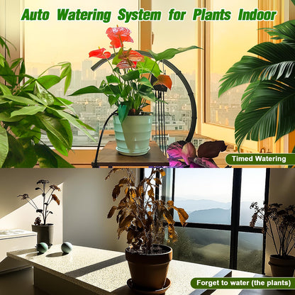 Automatic Watering System for Indoor Plants, DIY Drip Irrigation Kit with Timer for Potted Plants,Self Watering Device for Garden, Greenhouse & Vacation Plant Care (10 pots, Adjustable dripper)