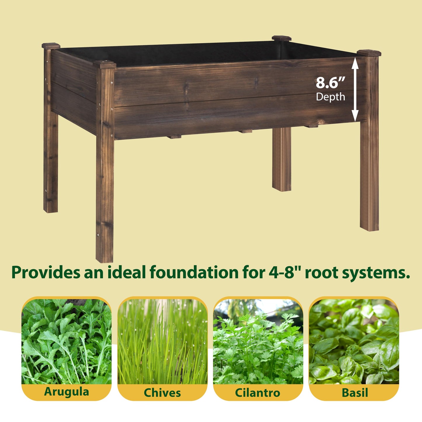 MUPATER 48 x 24 x 30in Raised Garden Bed, Wood Elevated Planter Box with Legs, Outdoor Raised Beds for Gardening, Backyard, Patio and Balcony, Rustic