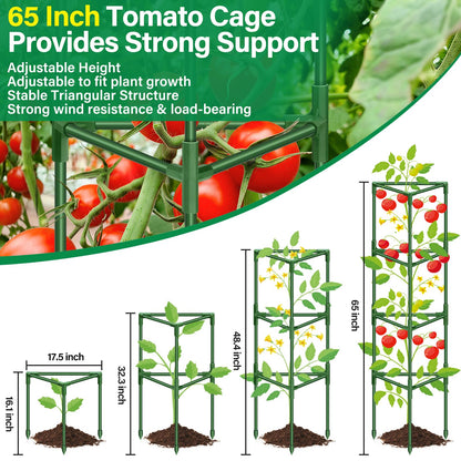 Legigo 2 Pack 65 Inch Tomato Cage for Garden, Heavy-Duty Tomato Trellis Plant Support Stakes, Adjustable Garden Trellis Plant Cage for Climbing Plants Peppers Outdoor Raised Garden Bed and Vegetables