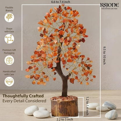 KSJONE Carnelian Crystal Tree of Life Handmade Feng Shui Bonsai Crystal Healing Money Tree | Boho Decor | Home Decor Trees for Positive Energy, Money, Good Luck Birthday Gifts for Women, Mom