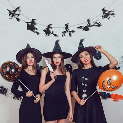 Halloween Witch Garland - Wood Witches Party Decoration, Autumn Home Witches Banner, Halloween Spooky Fireplace Decorations, Fall Bachelorette Party Vampire Decorations Supplies
