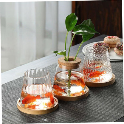 Vases, 3pcs Propagation Station, Plant Propagation Vases with Cork Stoppers & Wooden Stands for Hydroponic Plants, Office Desk Decor, Terrarium Jar