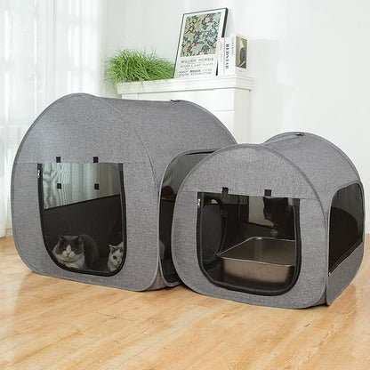 Portable Cat Playpen, Delivery Room, Enclosure, Postoperative Recovery, House Design for Better Standing, Foldable Pet Tent for Indoor and Outdoor Use, Cat Houses & Condos Dark Gray