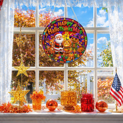 Eiflow Hanging Diamond Art Fall Kit for Adults DIY Acrylic Thanksgiving Diamonds Craft Painting Ornament Pumpkin Kit, Special Crystal Christmas Diamond Art Painting Window Door Hanging Pendant