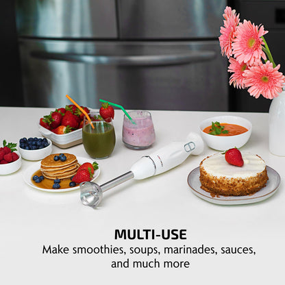 OVENTE Immersion Hand Blender, 300W Electric Handheld Portable Stick Mixer with 2 Mixing Speed and Stainless Steel Blades for Effortless Blending Smoothies, Shakes, Puree or Baby Food, Red HS560R