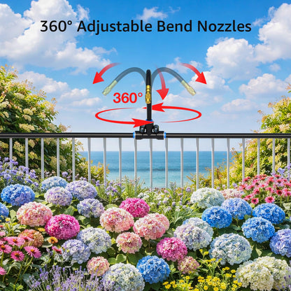 Bluepro Drip Irrigation System 200FT 1/4", 2026-Upgrade Garden Sprinkler Kit with 32PCS 360° Adjustable Copper Nozzles, Automatic Misting Watering System for Raised Beds, Greenhouse, Lawn, Patio, Yard