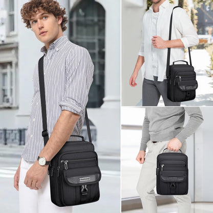 WITZMAN Crossbody Bags for Men Travel Shoulder Bag Lightweight Man Purse Small Casual Messenger Bag for Work Traveling（B699 Black）