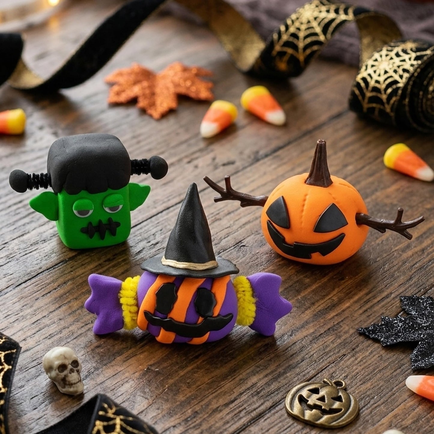 Haooryx Halloween Air Dry Clay Craft Kit - 16 Packs Cute Monster Pumpkin DIY Magnet Keychain Ornament Art Craft Bulk with Gift Bag for Classroom Exchange Gift Student Reward Halloween Party Favors