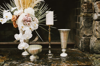 Distressed Champagne Metal Compote Bowl | Lita Metal Vase | Indoor and Outdoor Decoration for Any Event (7.75"x 5.75") (72010.61)