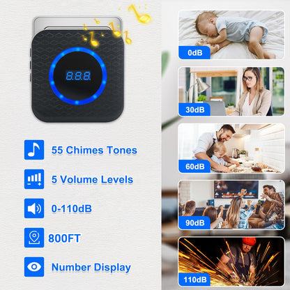 SanJie Wireless Door Chime for Business When Entering Door Entry Chime Door Bell with 800Ft Range Door Chimes When Door Opens for Home Door Alarm with Chime Adjustable Volume