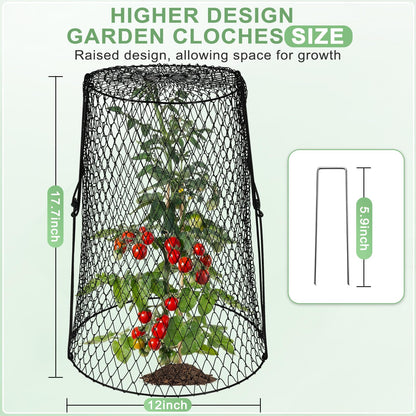 5 Pcs 17.7" Tall Garden Cloches for Plants, 5.9" Long Legs Ground Stakes Plant Cages Stackable Storage, Rustproof Plants Chicken Wire Cloche Plant Protectors from Animals for Squirrels, Rabbits, Deers