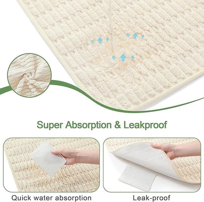 Washable Pee Pads for Dogs, 2 Pack Reusable Puppy Pads Dog Pads, Non-Slip Dog Pee Pads, Leakproof Pet Pee Pads Wee Wee Pads for Dogs. (Cream White, 24"x36"(Pack of 2))