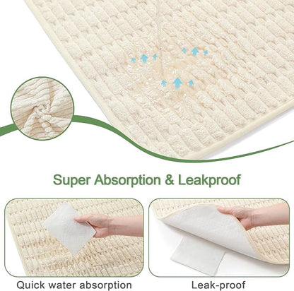 Washable Pee Pads for Dogs, 2 Pack Reusable Puppy Pads Dog Pads, Non-Slip Dog Pee Pads, Leakproof Pet Pee Pads Wee Wee Pads for Dogs. (Cream White, 20"x20"(Pack of 2))