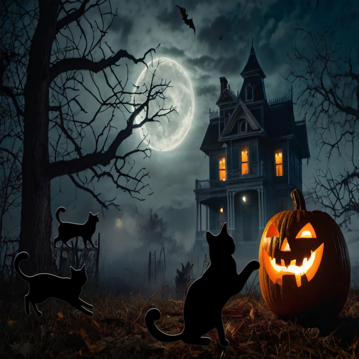 Black Cat Cats Halloween Yard Sign Home Outdoor Lawn Decoration With Stakes Scary Spooky Decor12x12 Inches (3 Pack)