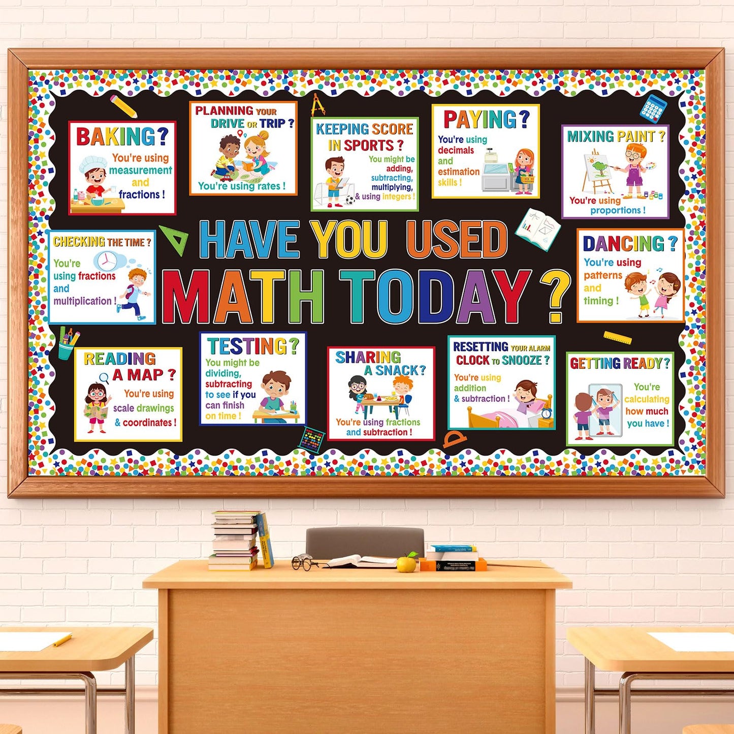 Pajean 85 Pcs Math Bulletin Board Set Math Posters Classroom Decorations for Elementary Middle High School Mathematics Education Posters Teacher Supplies (Bright)
