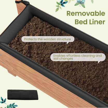 Giantex Wood Raised Garden Bed, Rectangular Planter Box w/Drainage Hole, Removable Liner for Growing Vegetable Flower Herb, Indoor Outdoor Plant Container for Backyard Deck Balcony, 36"x7"x7"