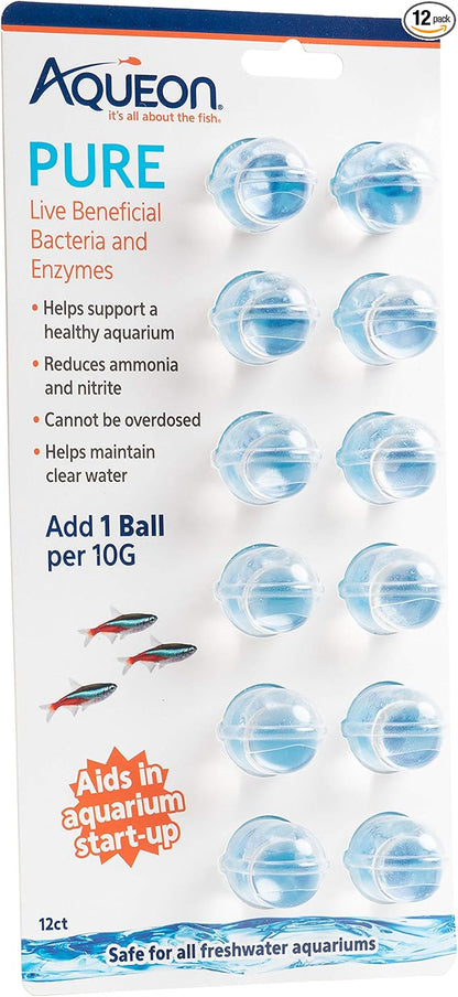 Aqueon Aqaurium Pure Live Bacteria and Enzymes Water Supplement, 10 Gallon 12 Pack