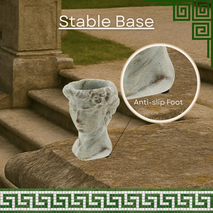 The Bridge Collection Antique Style Old World Greek Statue Head Cement Face Planter Pot