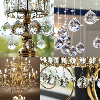 LOULIQIGIFT 13pcs Clear Crystal Ball Hanging Ornaments for Window Chandelier Parts 2026 Hanging Prisms for Birthday Wedding Mother's Day Decorations (20mm/30mm/40mm)