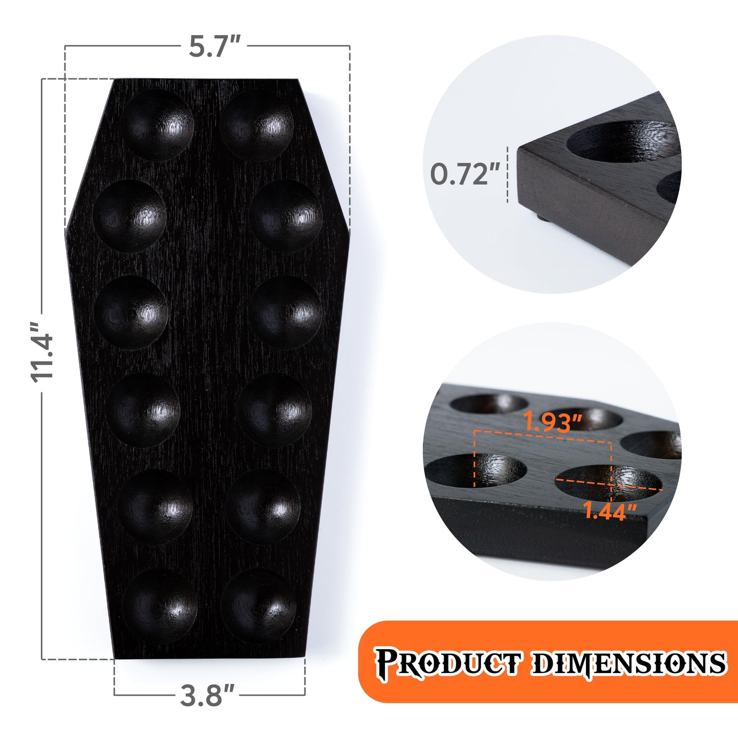 Spooky Gothic Coffin Egg Tray - Black Wooden Egg Holder for Soft Boiled Eggs - Unique Halloween Kitchen Decor - Ideal Gothic Kitchen Accessory - Perfect for Witchy, Haunted House Themes (12 eggs)