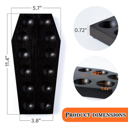 Spooky Gothic Coffin Egg Tray - Black Wooden Egg Holder for Soft Boiled Eggs - Unique Halloween Kitchen Decor - Ideal Gothic Kitchen Accessory - Perfect for Witchy, Haunted House Themes (12 eggs)