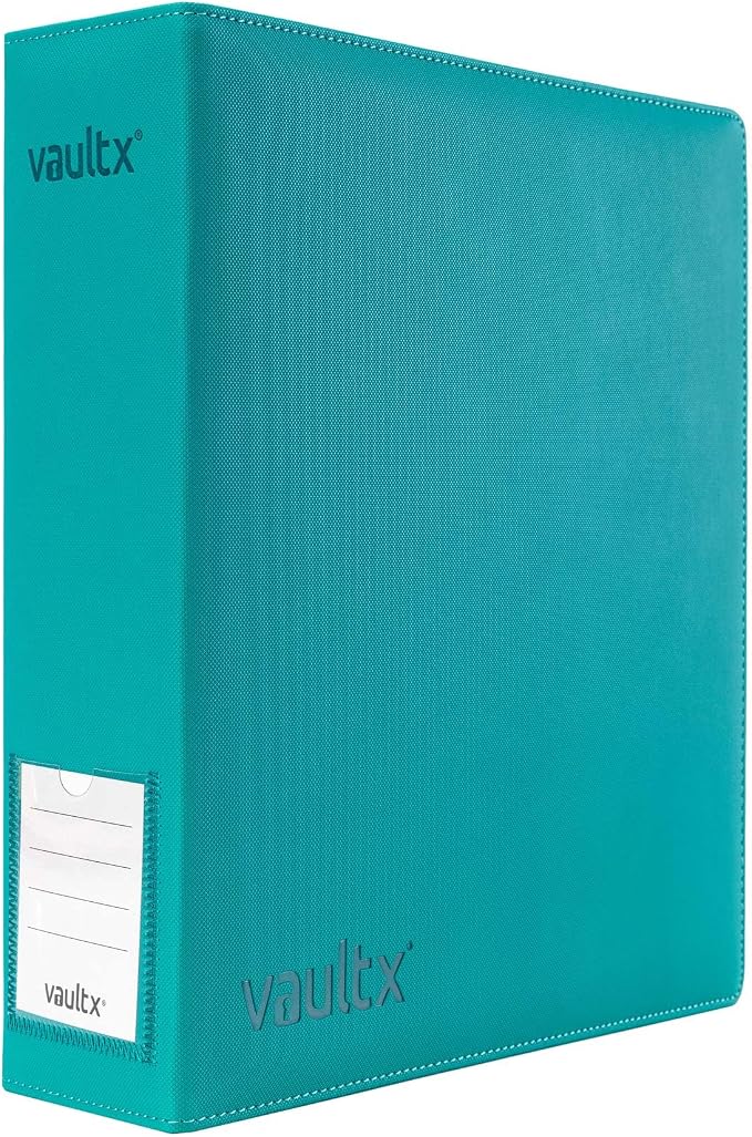 Vault X Large Ring Binder, 900 Cards, fits 9 Pocket Pages, Exo-Tec Material, 3 D-Ring Folder, for Trading Cards (Teal)