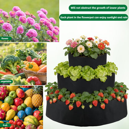 BOUTICOL 3 Tiered Fabric Strawberry Planter 48 36 24 inch Strawberry Tower Planter Stackable Planters Strawberry Grow Kit