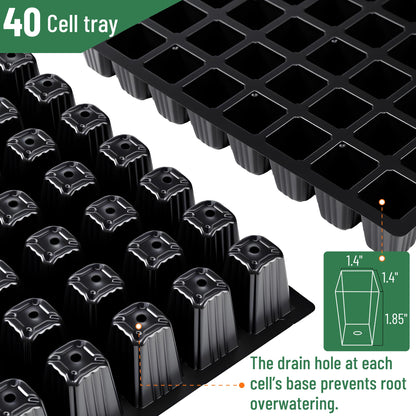 Mr. Pen- Seed Starter Tray Kits, 5 Set, Total 200 Cells, Durable Plant Germination Trays with Humidity Vented Domes and Bases, Ideal for Seed Starting, Indoor Gardening and Greenhouse