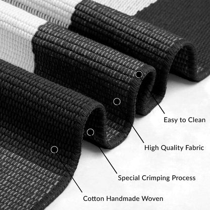 IOHOUZE Cotton Buffalo Plaid Check Rug Outdoor Doormat 27.5 x 43 Inches Washable Woven Outdoor Indoor Welcome Mats for Front Door/Farmhouse/Entryway/Home Entrance black and White Outdoor Rug