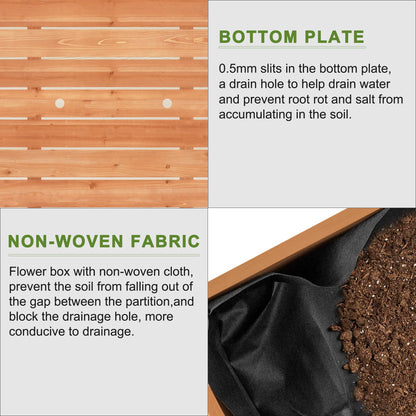 BIRASIL Outdoor Raised Garden Bed, Wood Planter Box for Vegetable Flower, Elevated Reinforced Large Garden Planters Boxes for Backyard Patio Gardening Balcony (48”L, Brown)