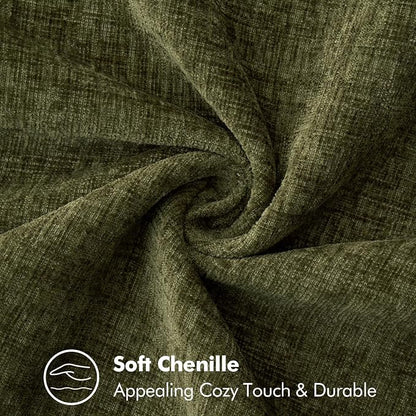MIULEE Pack of 2 Couch Throw Pillow Covers 20x20 Inch Olive Green Farmhouse Decorative Pillow Covers with Stitched Edge Soft Chenille Solid Dyed Pillow Covers for Sofa Bed Living Room